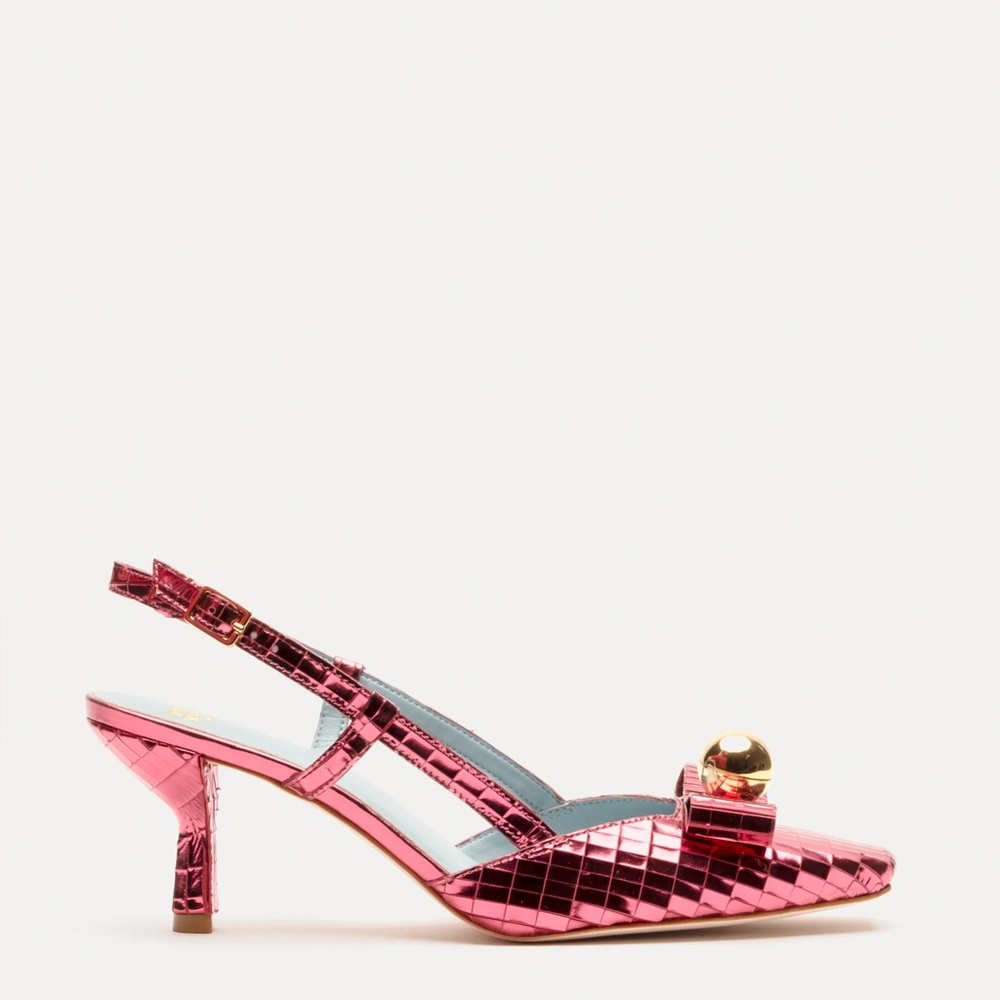 Frances Valentine Women's Pink Raquel Disco Slingback Pump Heel Shoes Sz 8 NWB